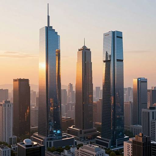 Cyberpunk Futuristic Cityscape at Golden Hour