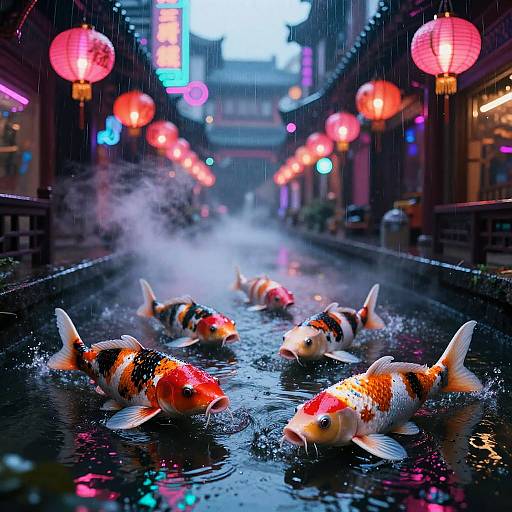 Cyberpunk Koi in Neon Rain