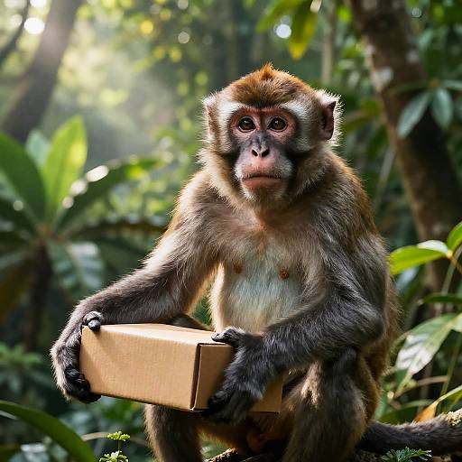 Curious Monkey in Lush Jungle