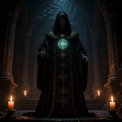 Sinister Cult Leader in Dark Temple