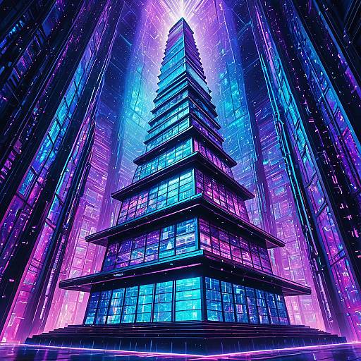 Iridescent Holographic Tower of Tomorrow
