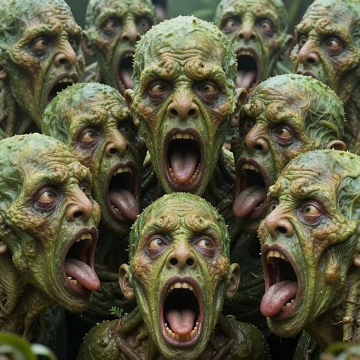 Grotesque Mutated Spring Green Humanoid