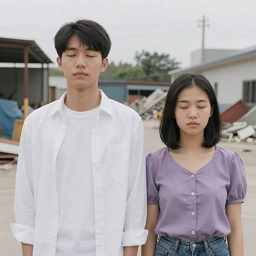 Serene Young Couple in Industrial Setting