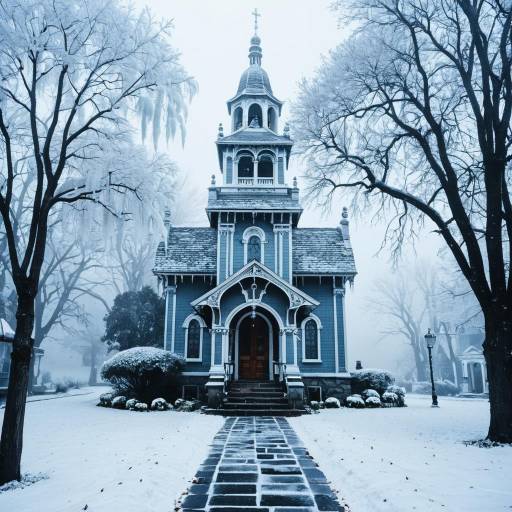 Victorian Bell Tower in Winter Fog