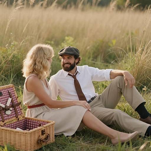 Relaxing Picnic in a Sunlit Field