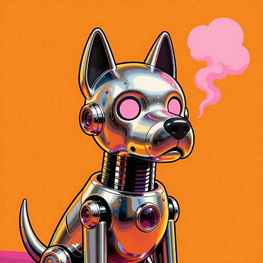 Pop Art Chrome Robotic Dog