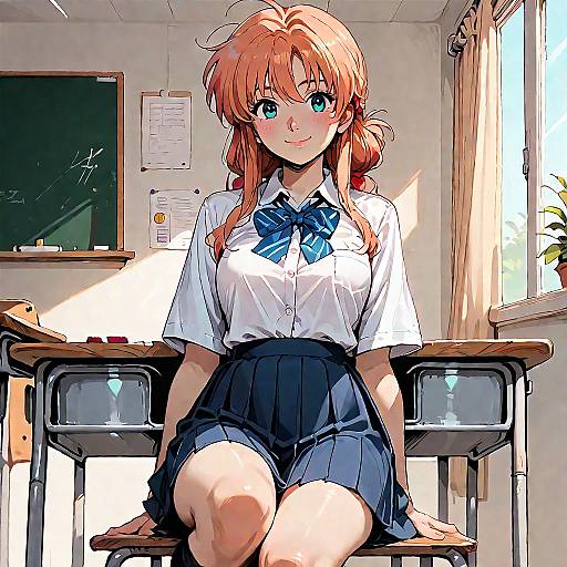 Anime Girl in Summer School Uniform