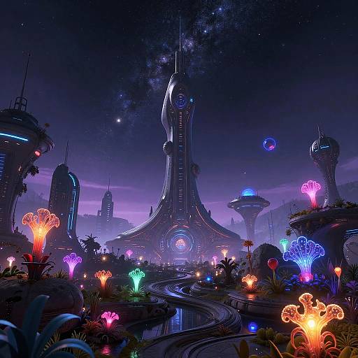 Arcturiano Alien Landscape with Bioluminescence