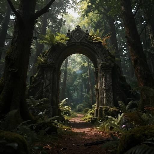 Ancient Stone Portal in Enchanted Forest