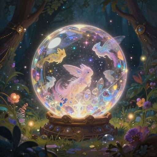 Crystal Orb Bursting Fantasy Scene
