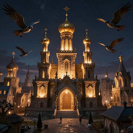 Фентезийный город рдоута ночью