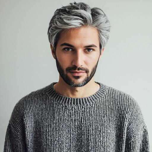 Man with Grey Hair in Knit Sweater