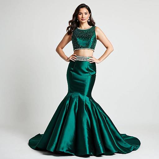 Woman in Emerald Green Mermaid Gown