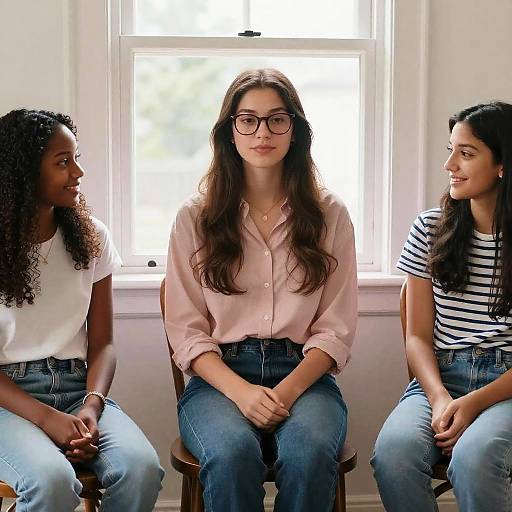 Realistic Group Portrait Indoors by Window