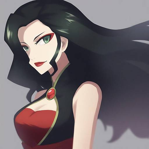 Illustration of Asami sato, avatar legends in the style of Sasa onigiri