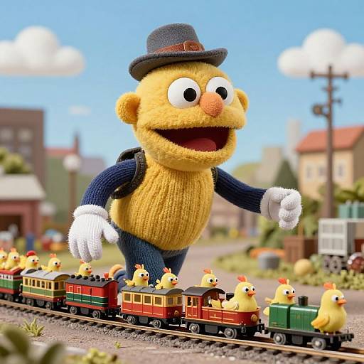 Colossal Sock Puppet on Train Tracks