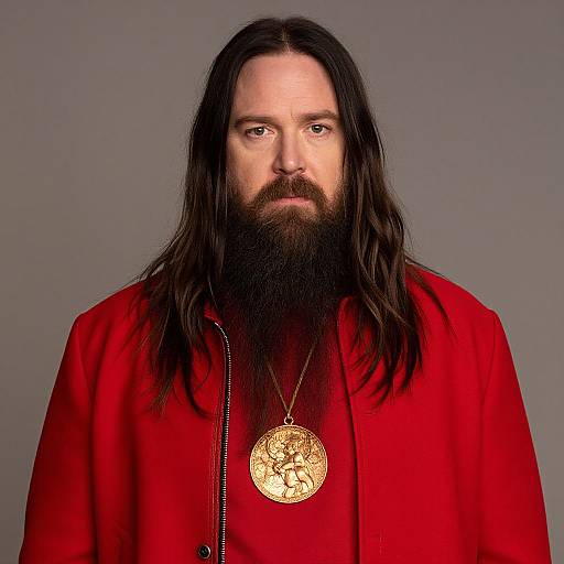 Portrait of Taika Waititi in Red