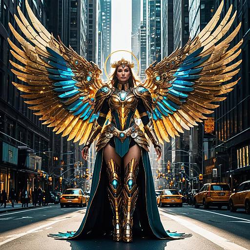 Futuristic Fashion Art with Mechanical Wings
