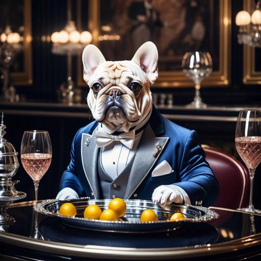 Elegant Waiter: Anthropomorphic Bouledogue Portrait