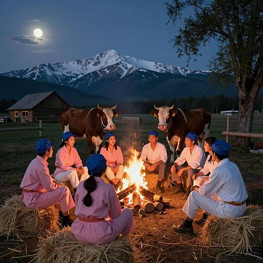 Cozy Night by the Fire with Friends