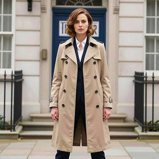 Woman in Trench Coat Standing Outdoors