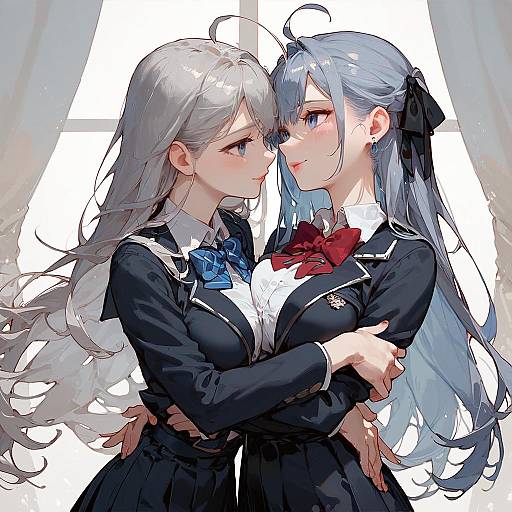 Anime Girl with Grey Hair and Blush