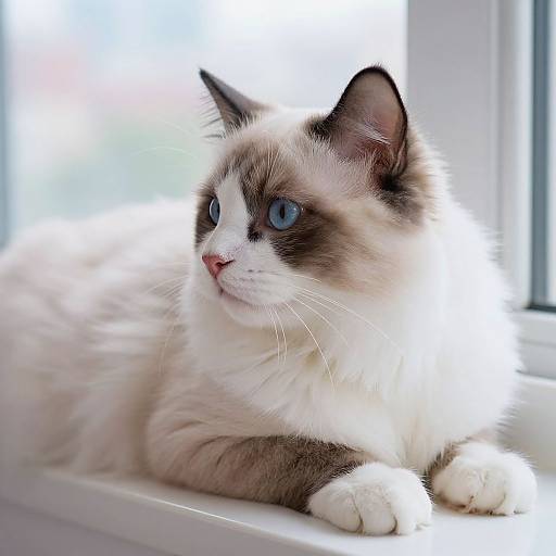 Ragdoll Cat Side Profile on Windowsill