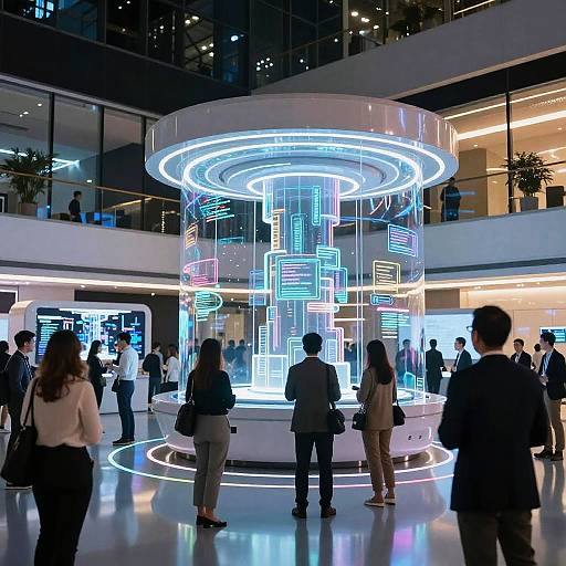 Futuristic Conference with Holographic Tech