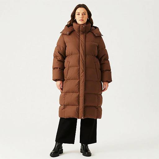 Plus Size Long Brown Puffer Coat