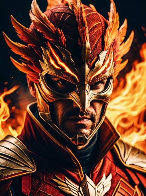 Man in Detailed Phoenix Costume Headshot