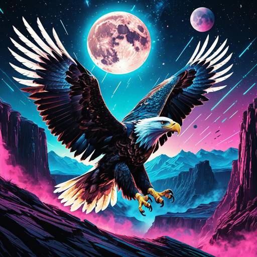 Synthwave Cybernetic Eagle in Luminous Landscape Synthwave Cybernetic Eagle in Luminous Landscape