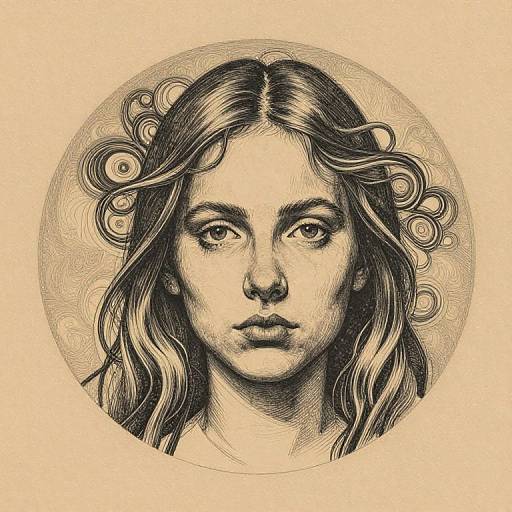 Ink Drawing of Woman's Face with Fractal Hair
