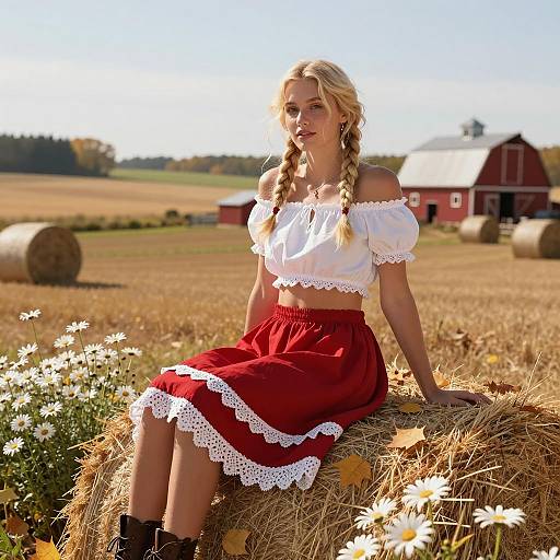 Autumn Bliss: Young Woman on Farm