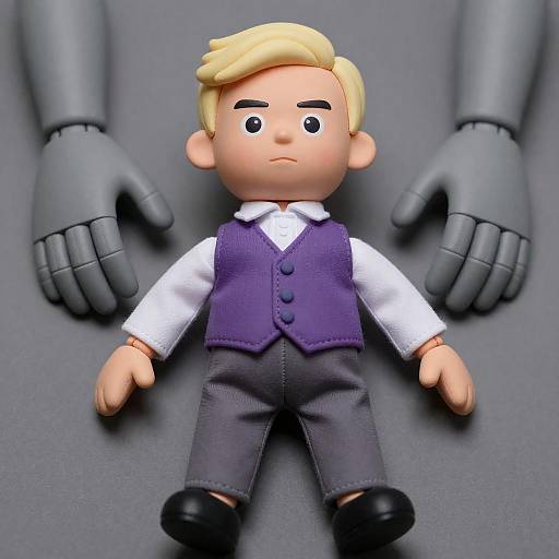 Intense Puppet Lying on Gray Surface