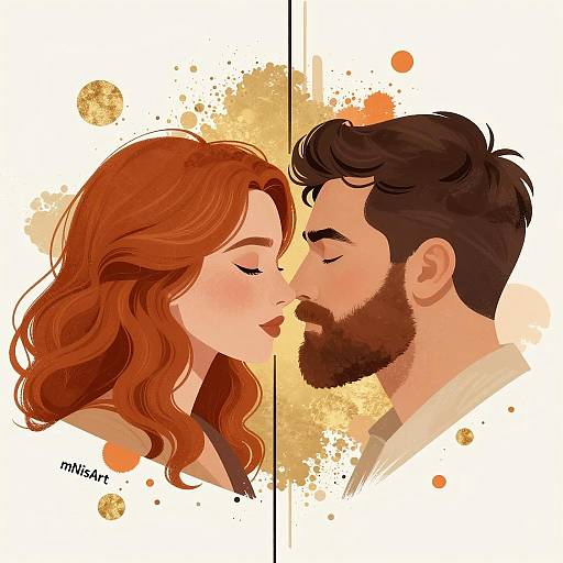 Red-Haired Woman and Bearded Man Intimate Portrait