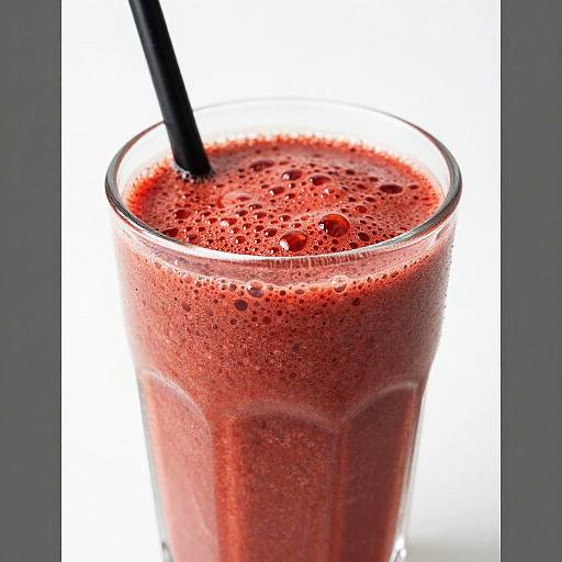Red Berry Smoothie in Glass with Straw