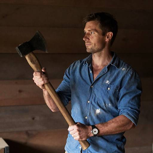 Rustic Portrait of a Man with Axe