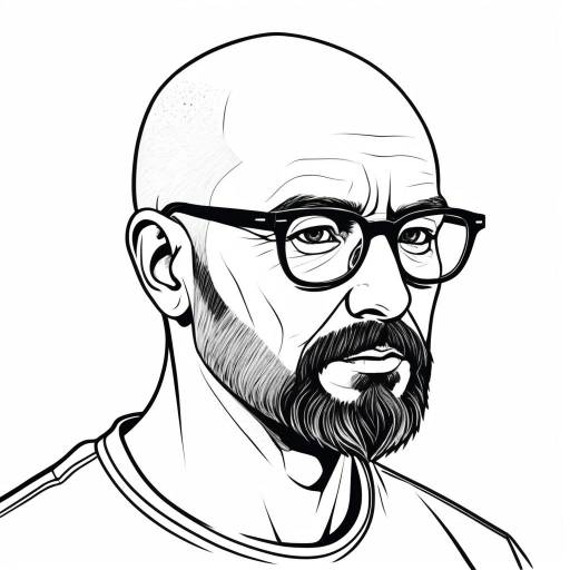 Minimalist Line Art of Bald Man