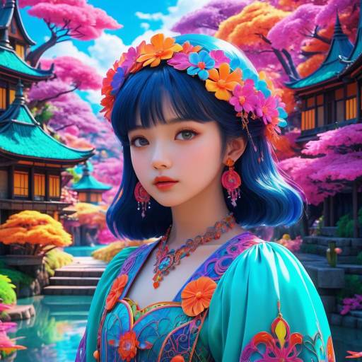Elegant Fantasy Girl in Vibrant Colors