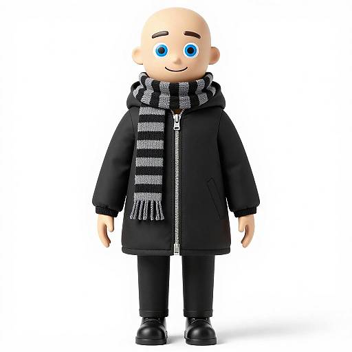 Friendly Cartoon Mannequin in Winter Outfit