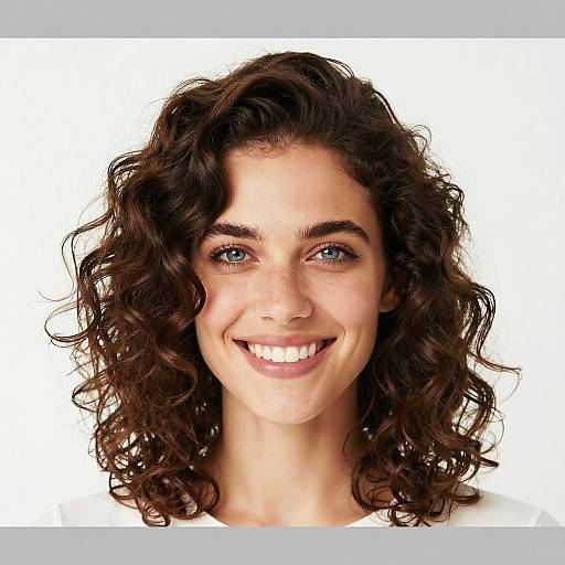 Close-Up Smiling Woman with Curly Hair