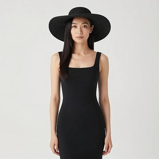 Chic Asian Woman in Black Hat