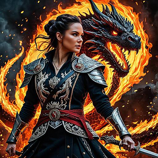 Rebel Princess Leader with Fiery Dragon