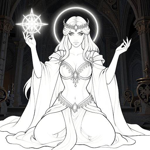 Fantasy Sorceress Coloring Page