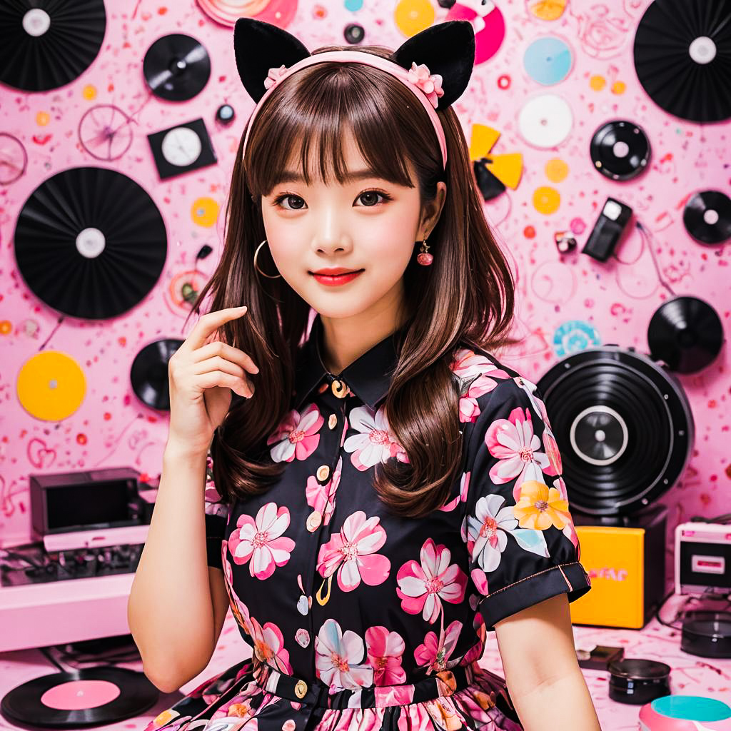 Vibrant Kawaii Fan in Kuromi Outfit