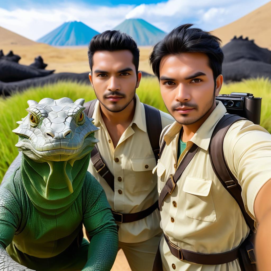 Explorer Selfie with Komodo Dragon