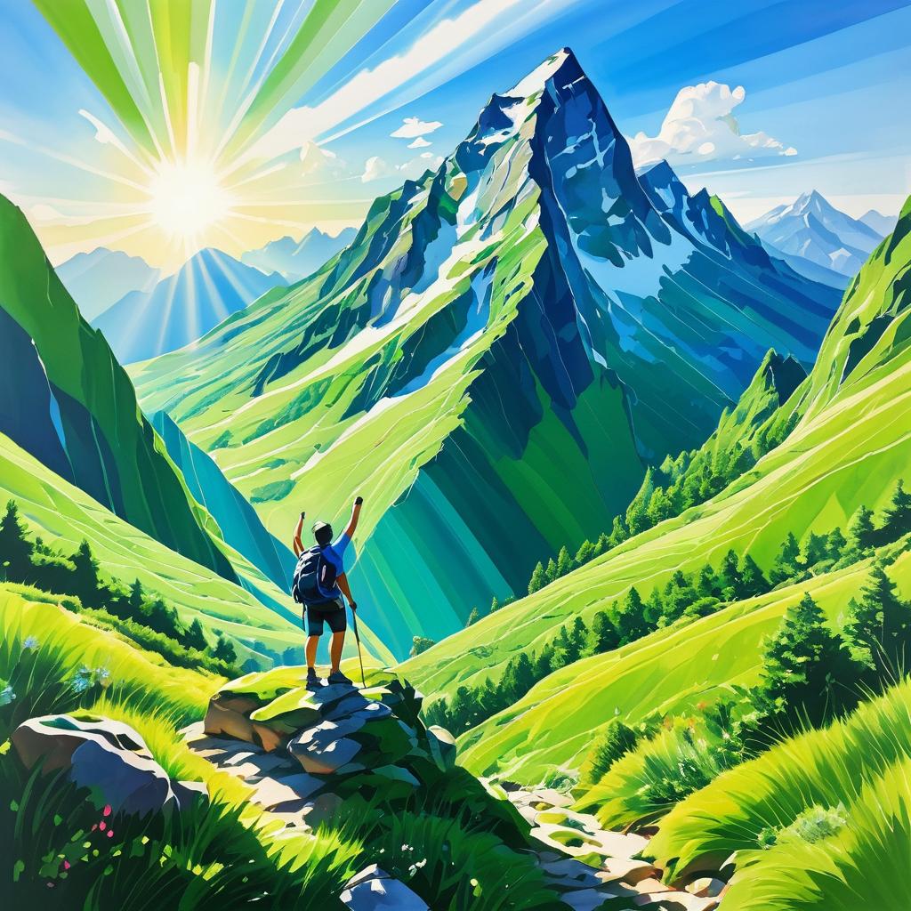 Majestic Mountain Landscape with Hiker