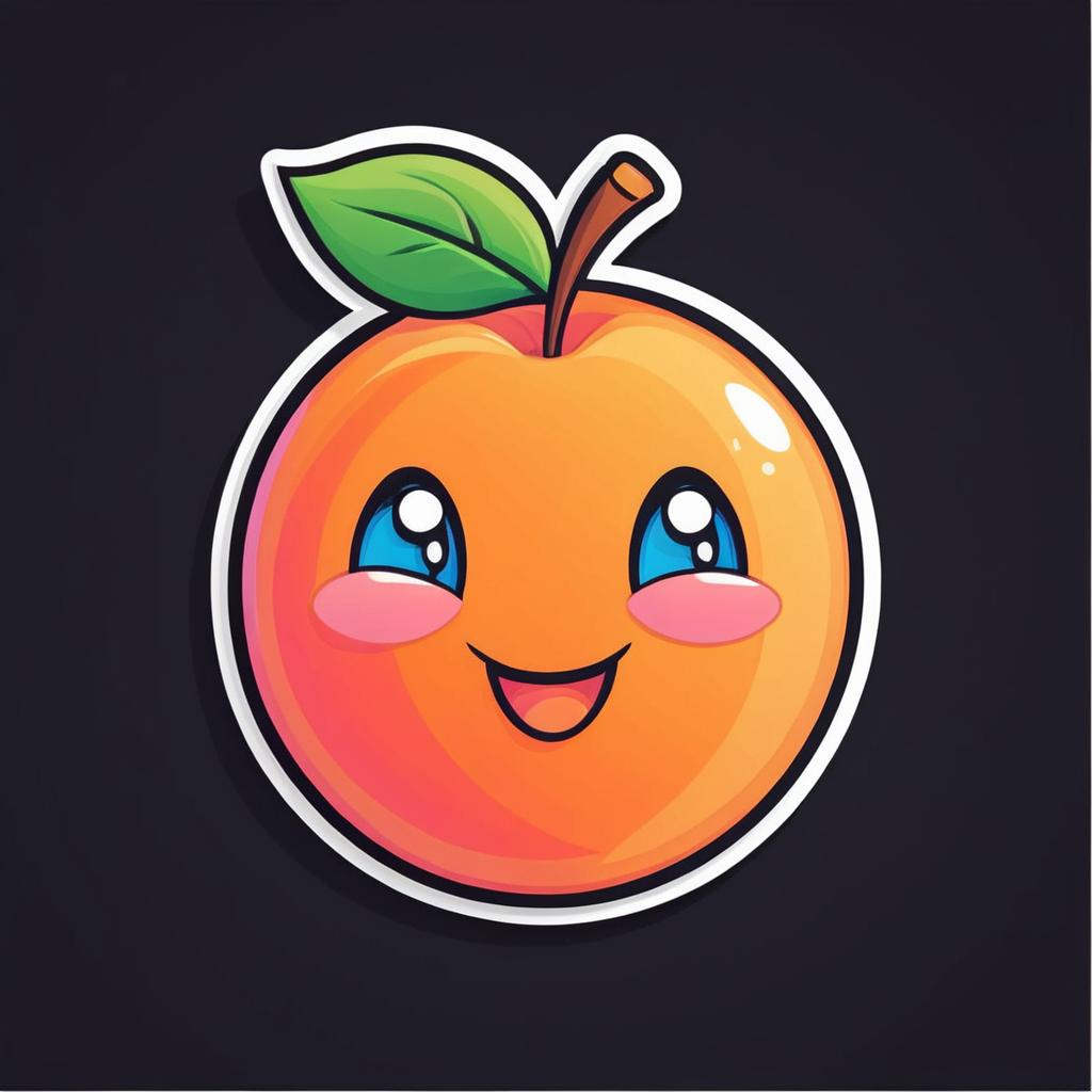 Peach Character Cartoon Logo Sticker Design