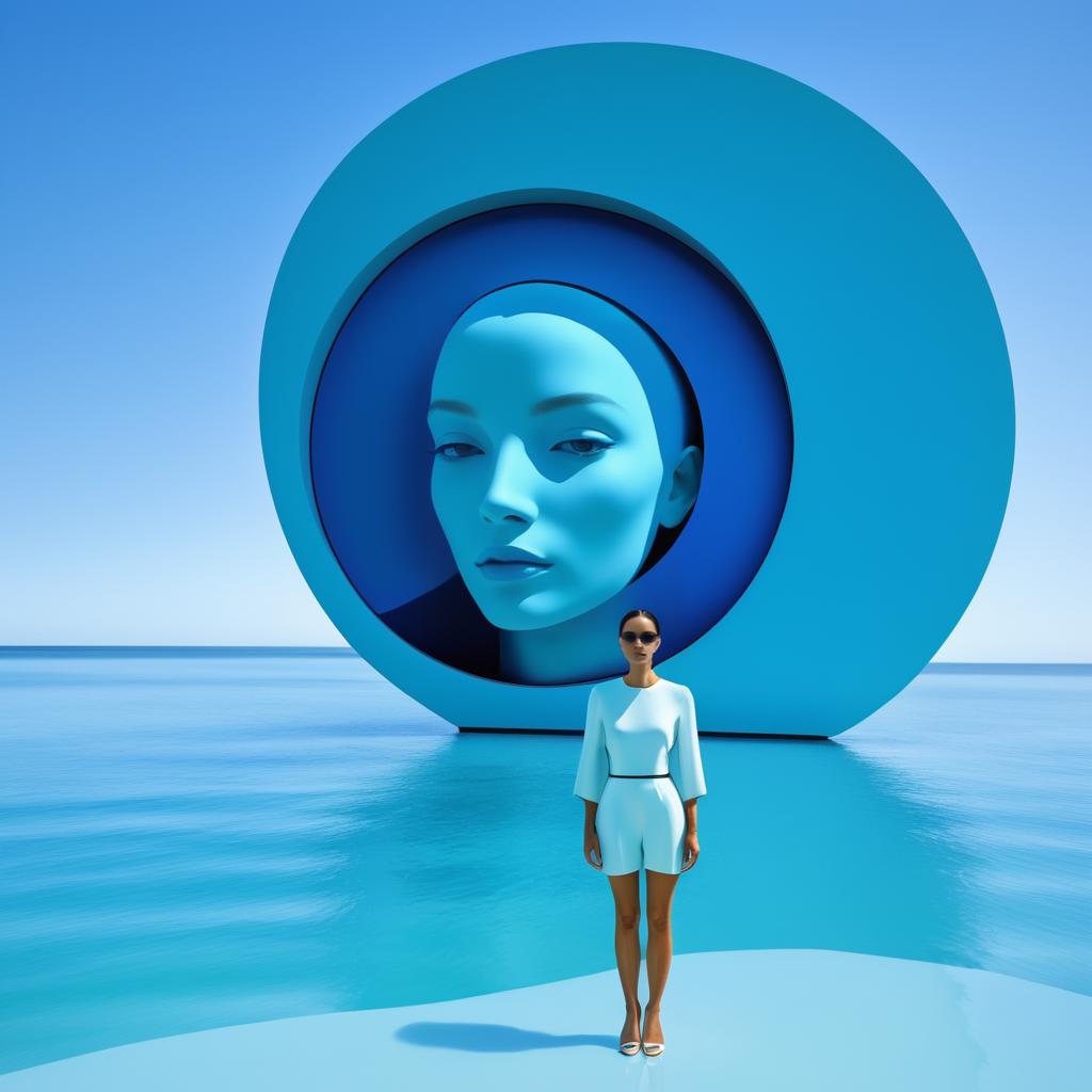 Futuristic Abstract Woman in Ocean Scene