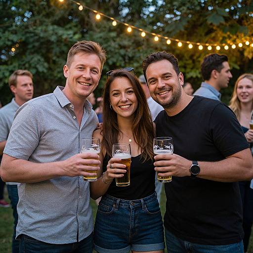Joyful Friends Toasting Outdoors